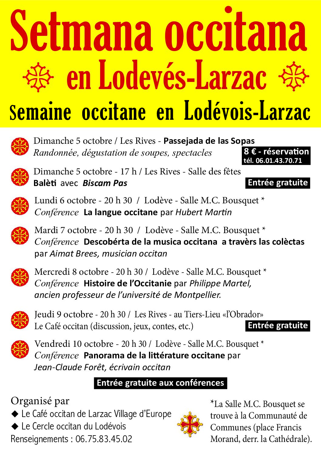 Setmana occitana en lodevés-Larzac dau 5 au 10.
