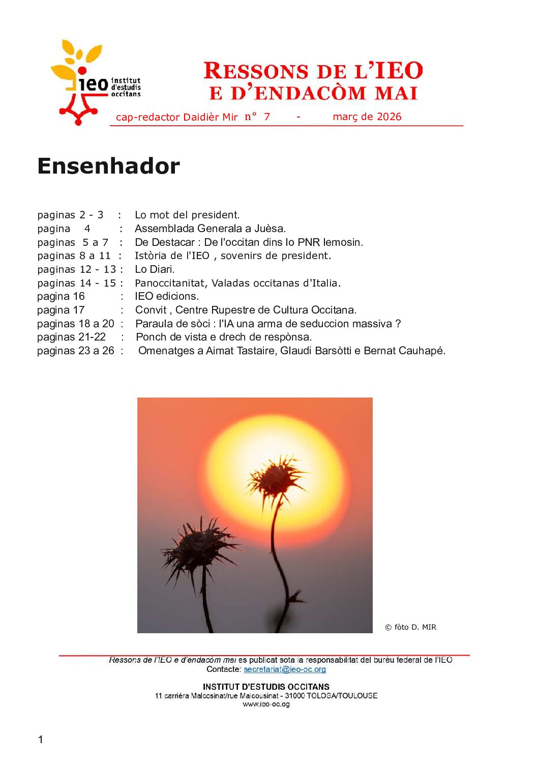 RESSONS de l&rsquo;IEO e d&rsquo;Endacòm mai – numèro 7