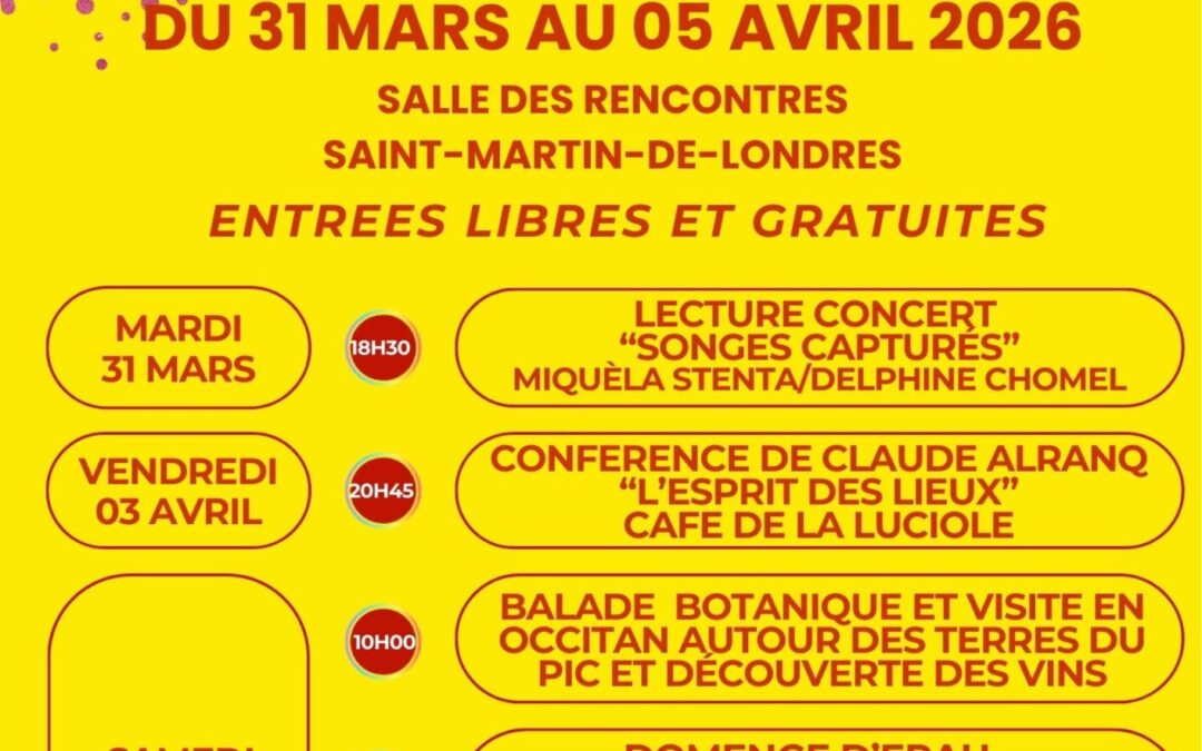 Rencontres occitans de Sant Martin de Londres, dau 31 au 5 d&rsquo;abriu
