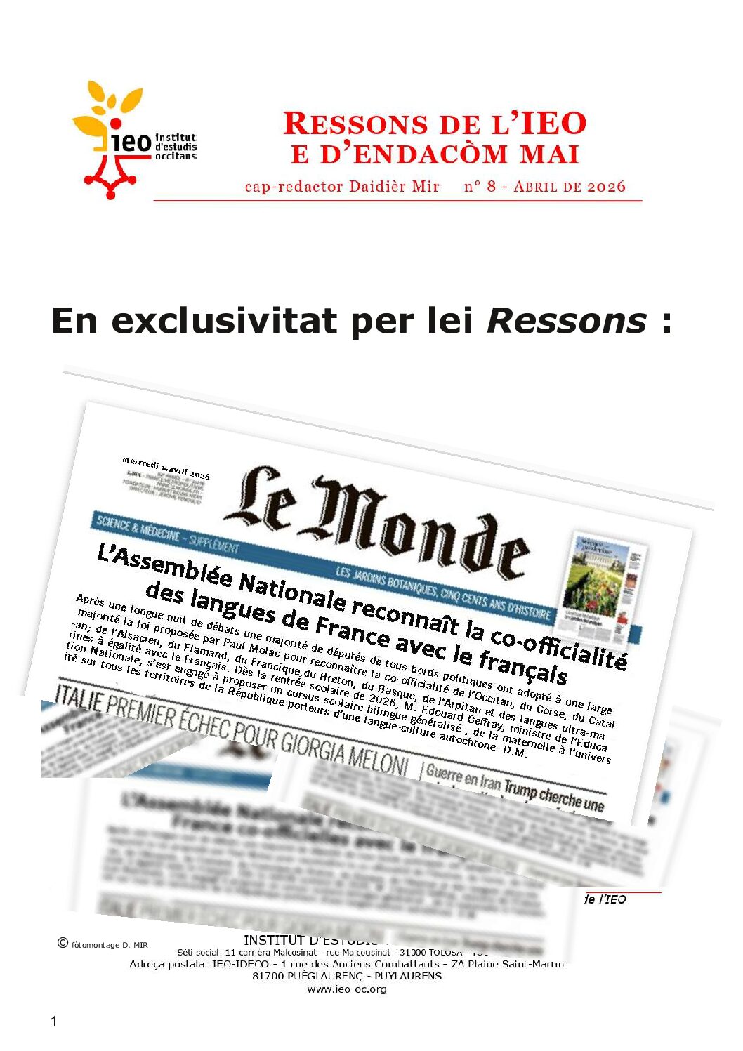 Ressons de l&rsquo;IEO e d&rsquo;endacòm mai, N°8