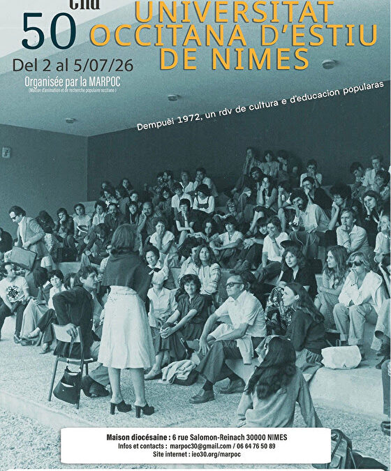 50ena Universitat Occitat d&rsquo;estiu de Nimes, dau 2 au 5 de julhet