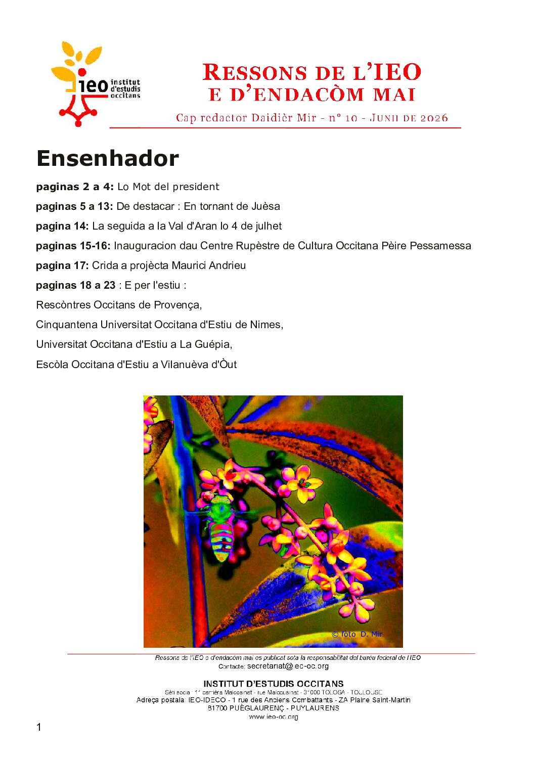 RESSONS DE L’IEO E D’ENDACÒM MAI JUNH n° 10