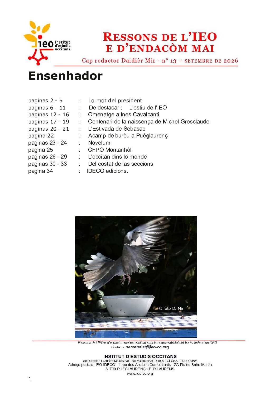 Ressons de l&rsquo;IEO e d&rsquo;endacòm mai N°13.