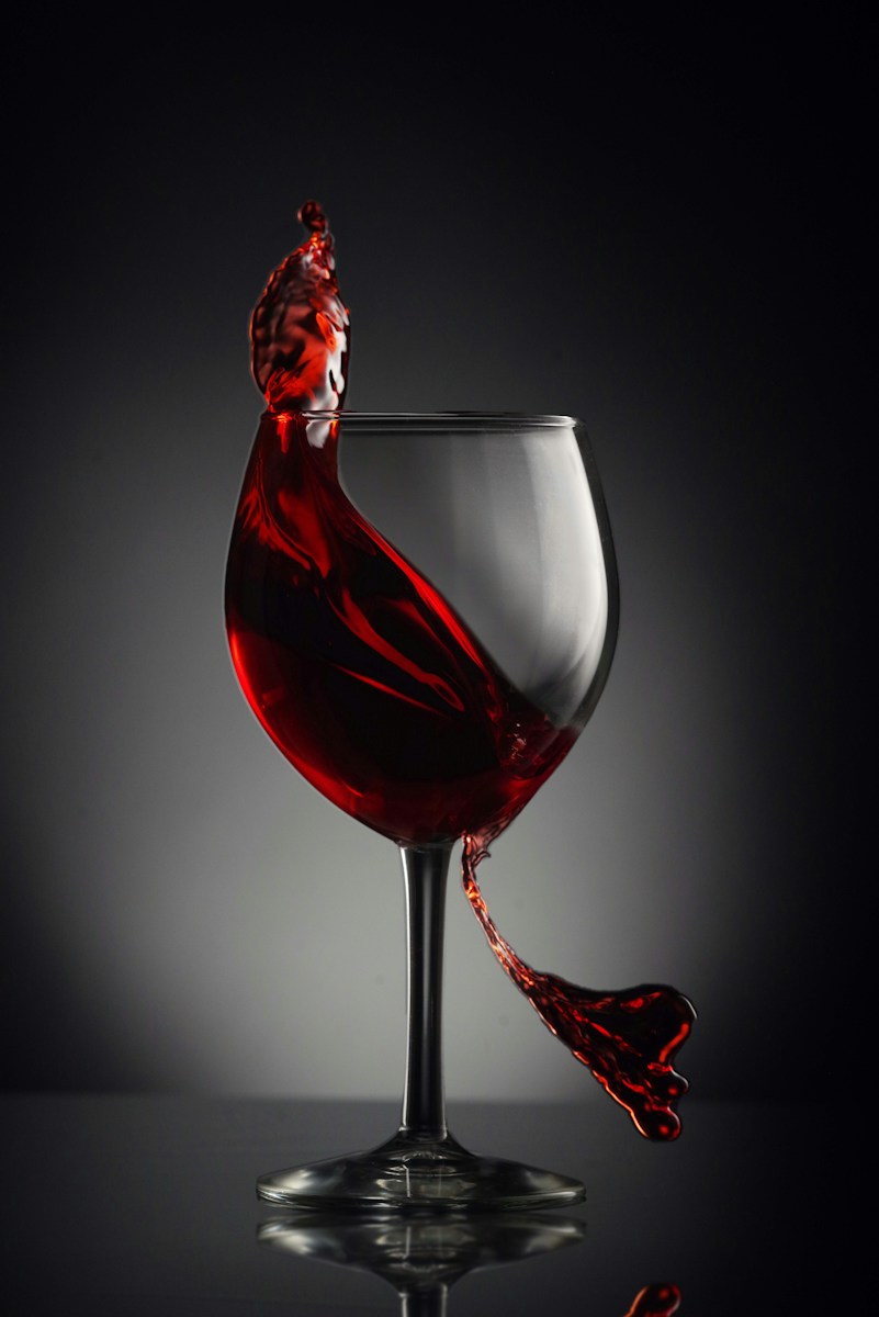 M-Vin red wine in clear wine glass