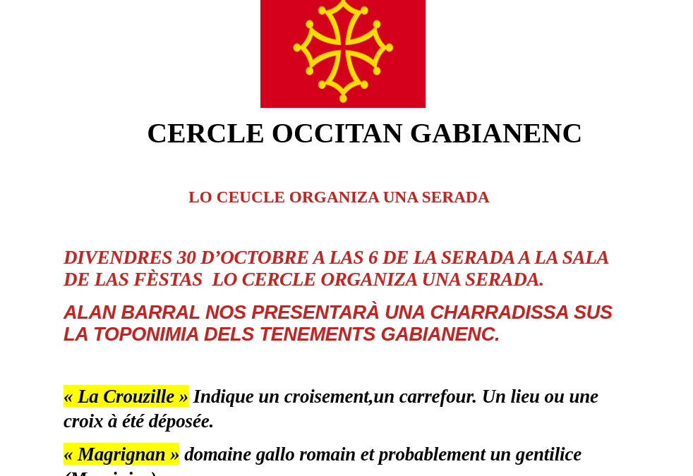 Toponimia Gabianenca, lo 30