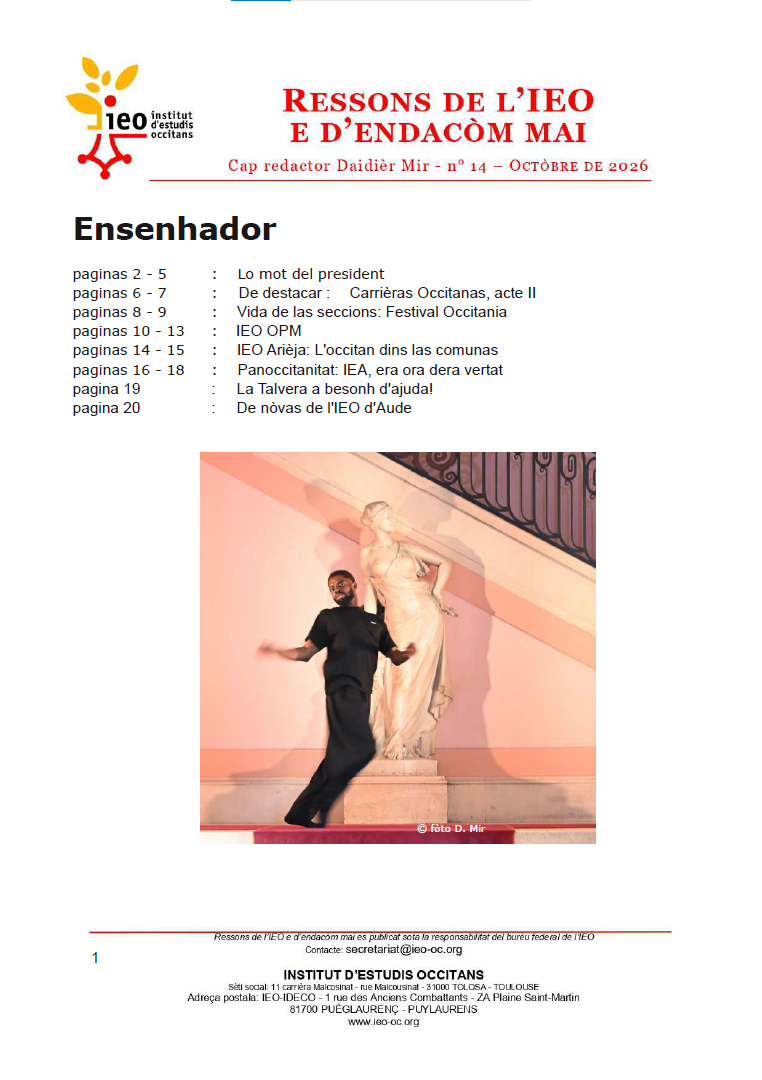 Ressons de l&rsquo;IEO e d&rsquo;endacòm mai N°14.